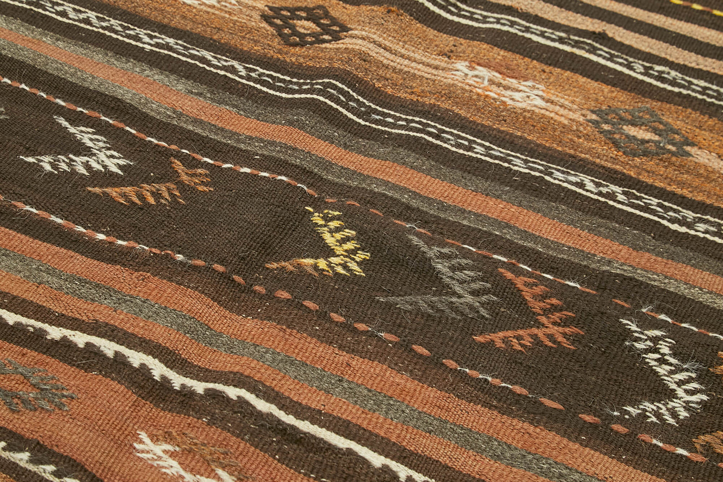 4x8 Brown Vintage Turkish Kilim Rug - 39919