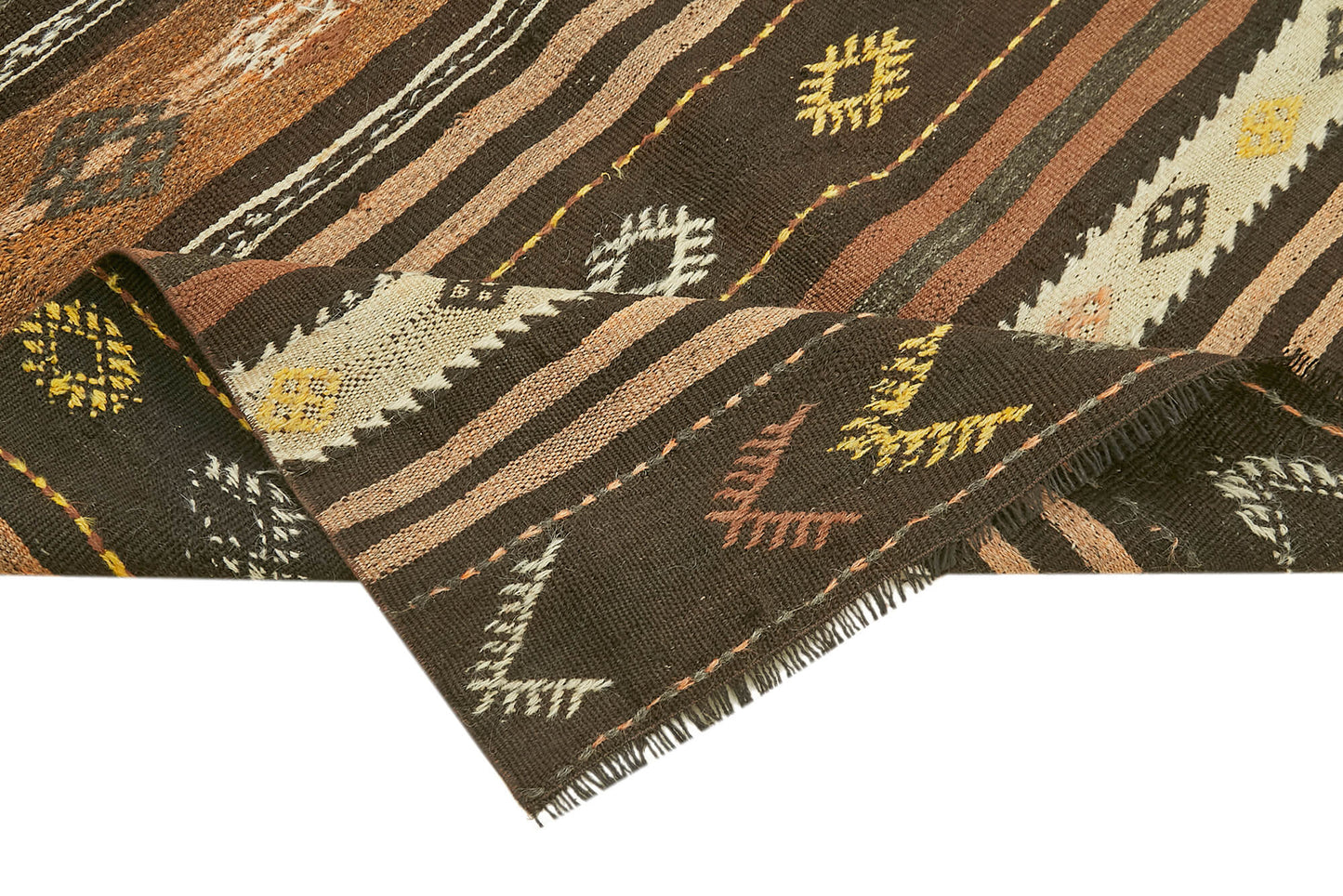 4x8 Brown Vintage Turkish Kilim Rug - 39919