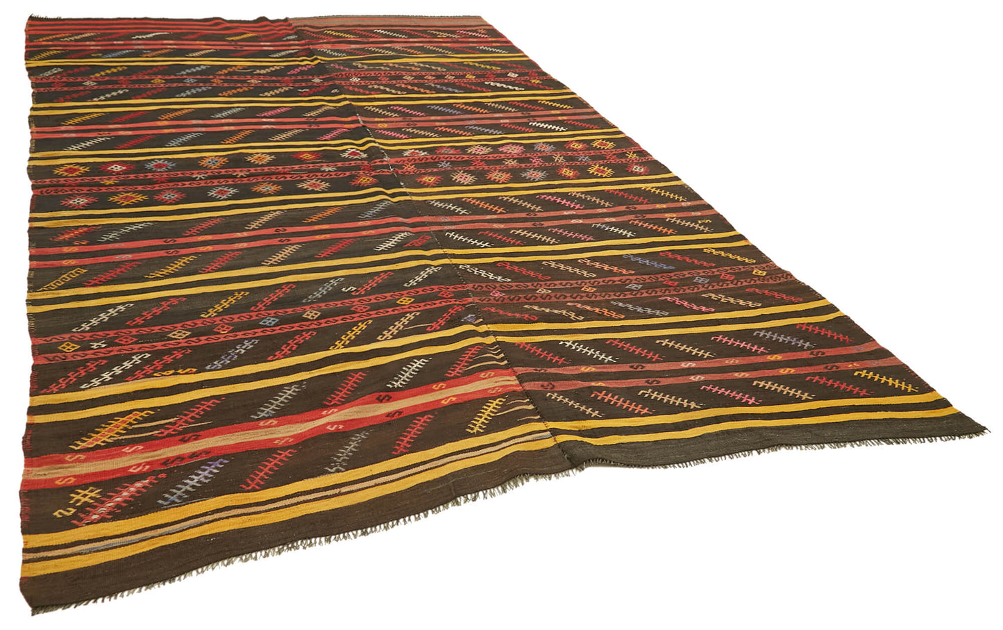 7x11 Brown Vintage Turkish Kilim Rug - 39924