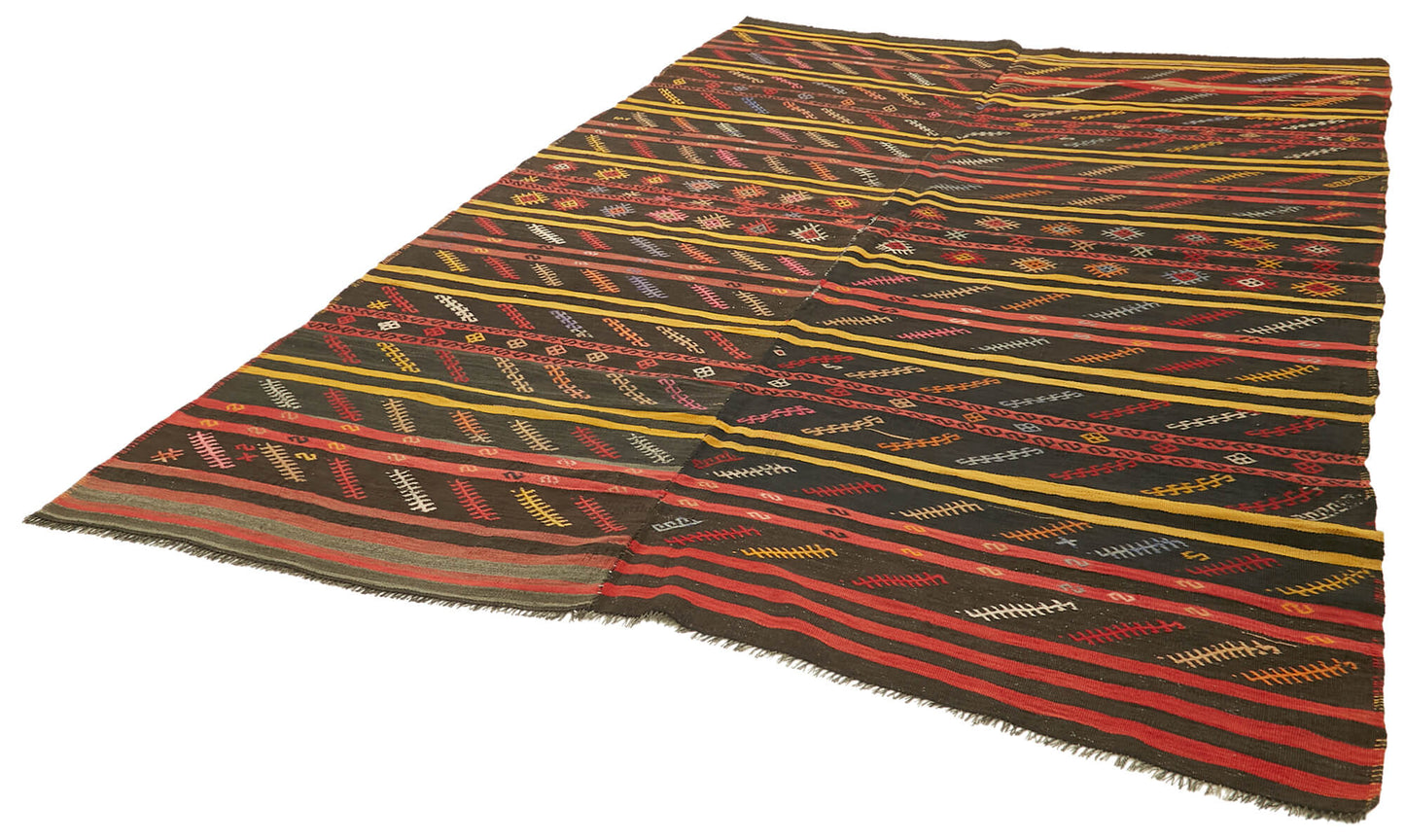 7x11 Brown Vintage Turkish Kilim Rug - 39924