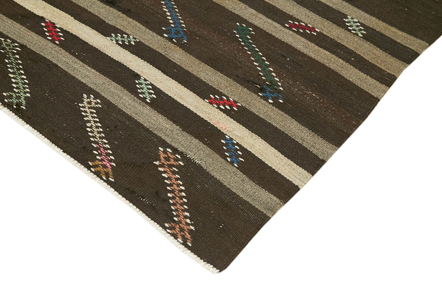 8x10 Brown Vintage Turkish Kilim Rug - 39928