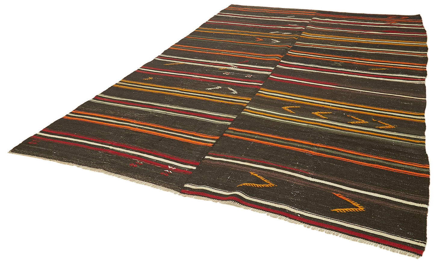 8x11 Brown Vintage Turkish Kilim Rug - 39929