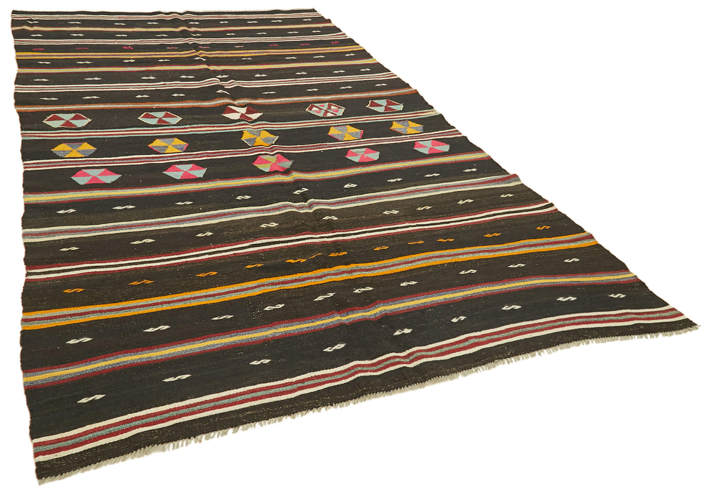 6x11 Brown Vintage Turkish Kilim Rug - 39931