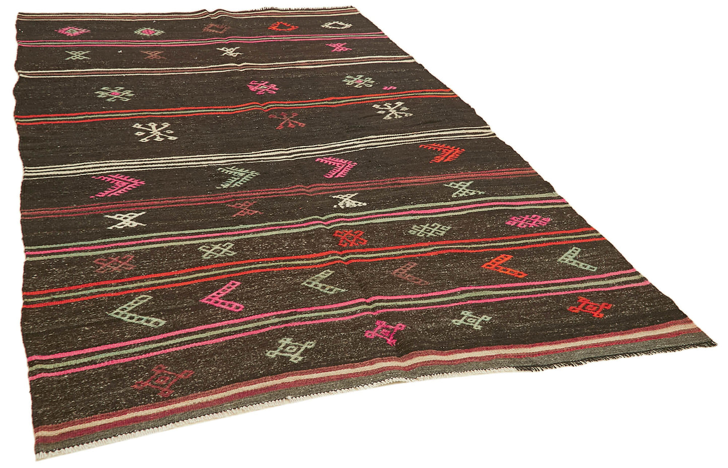 6x9 Brown Vintage Turkish Kilim Rug - 39932