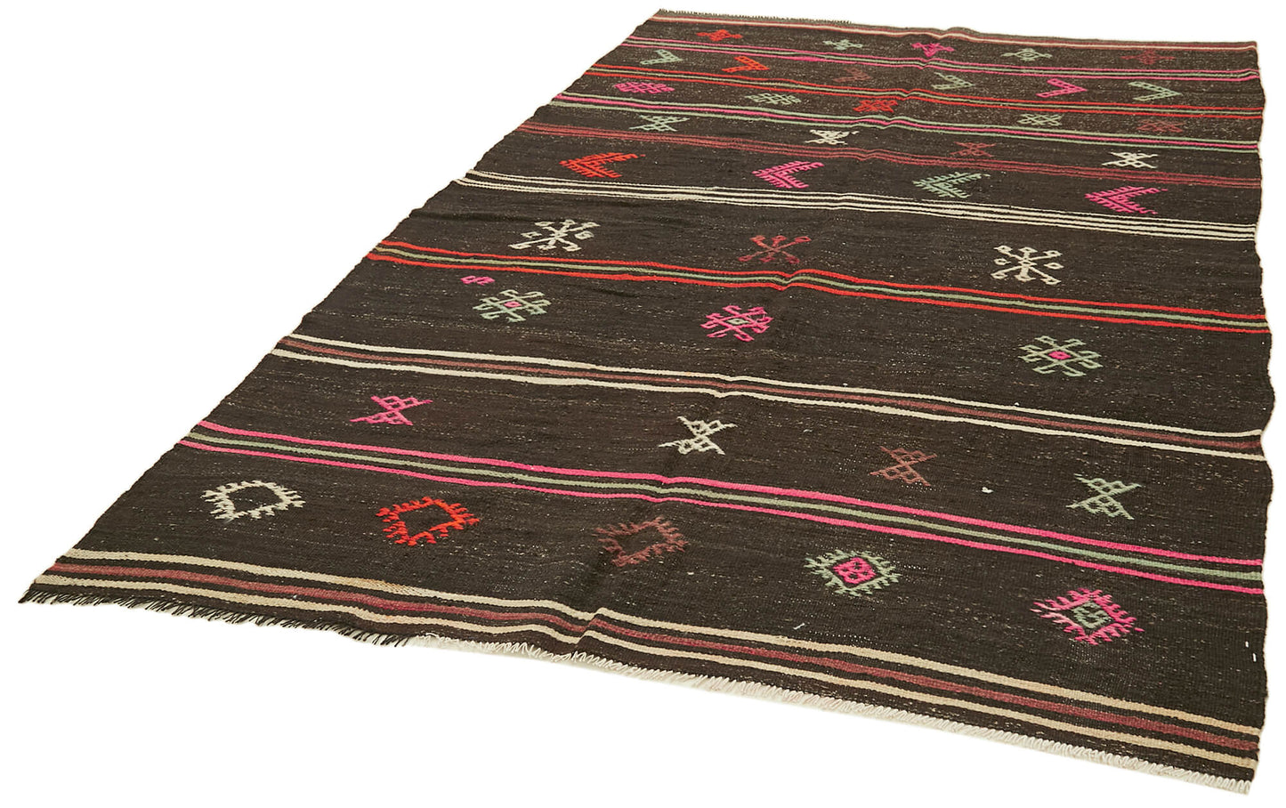 6x9 Brown Vintage Turkish Kilim Rug - 39932