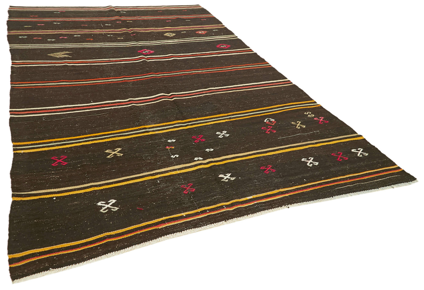 7x11 Brown Vintage Turkish Kilim Rug - 39936