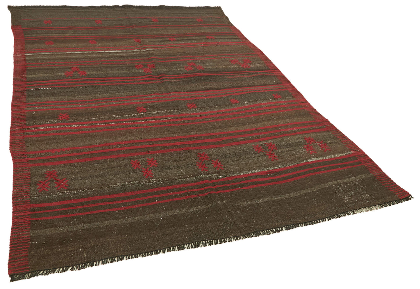 6x8 Brown Vintage Turkish Kilim Rug - 39938