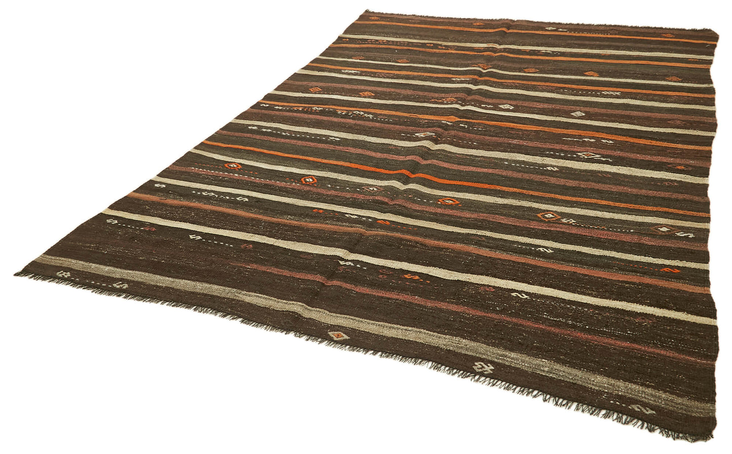 7x10 Brown Vintage Turkish Kilim Rug - 39939