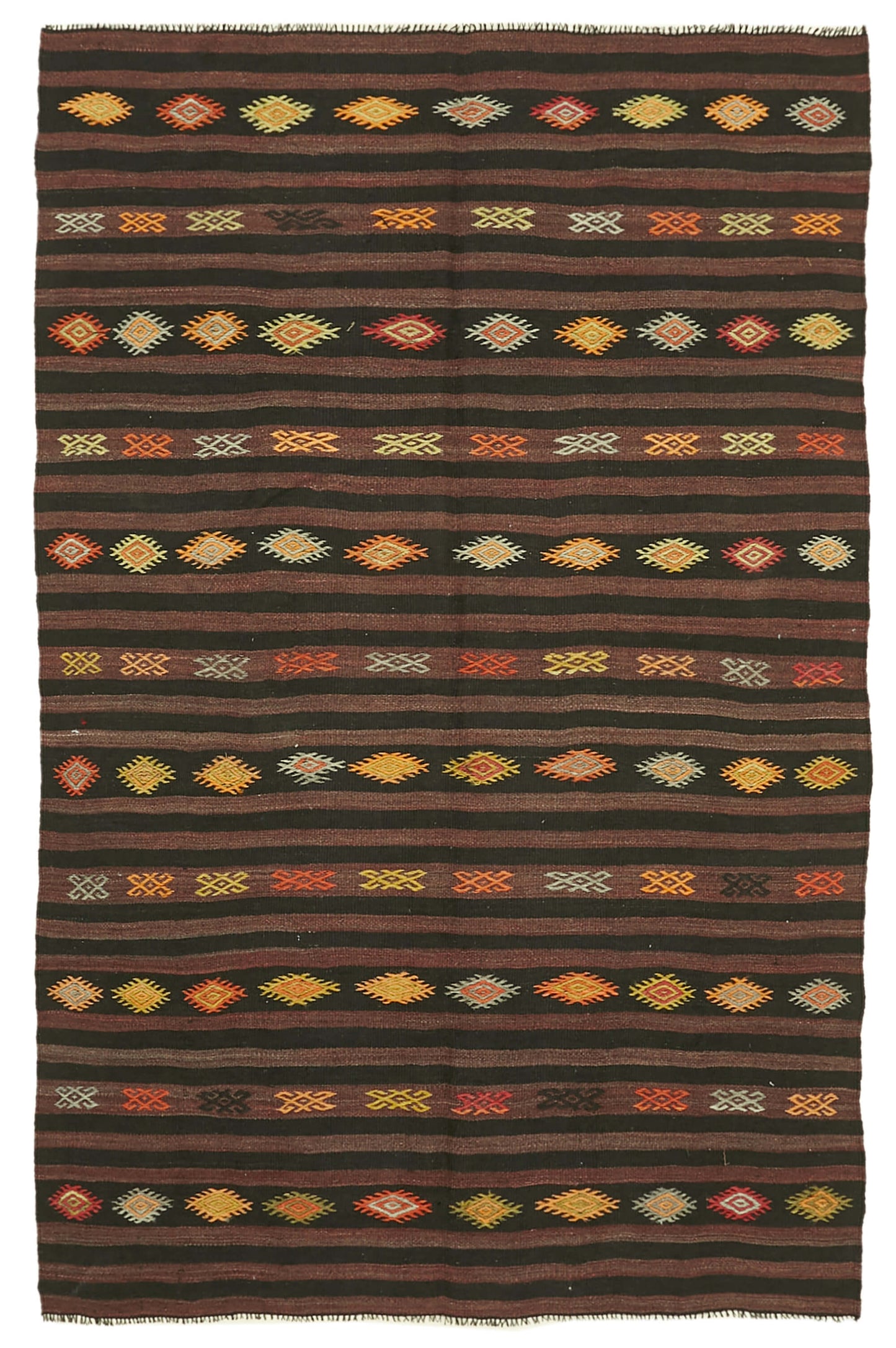 7x10 Brown Vintage Turkish Kilim Rug - 39940