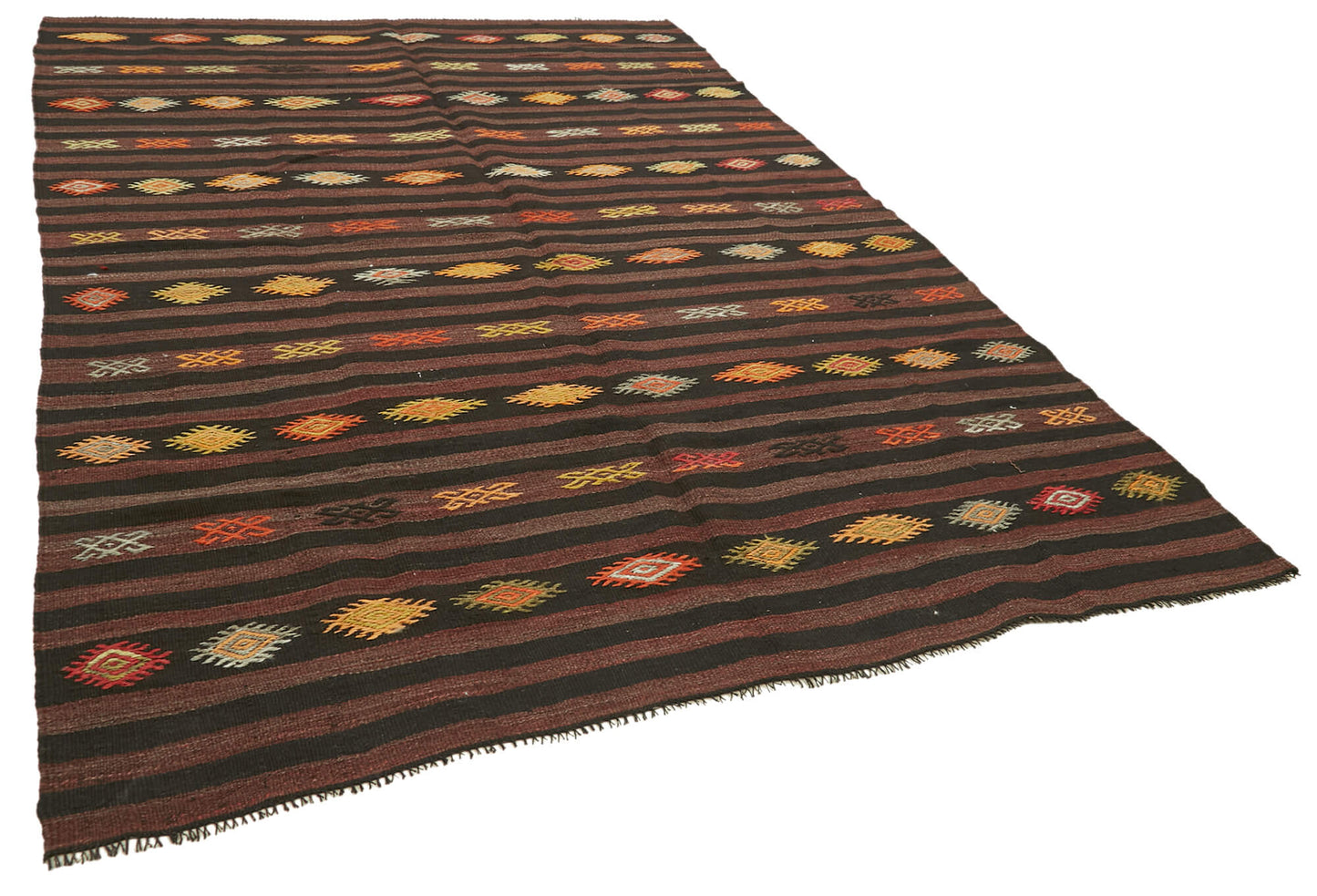 7x10 Brown Vintage Turkish Kilim Rug - 39940