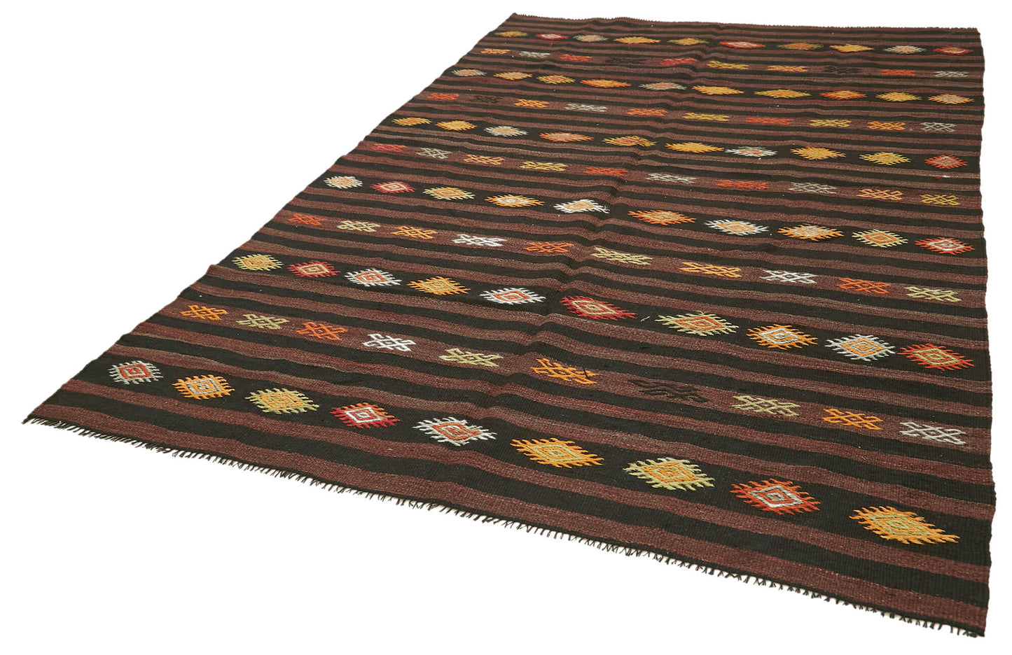 7x10 Brown Vintage Turkish Kilim Rug - 39940