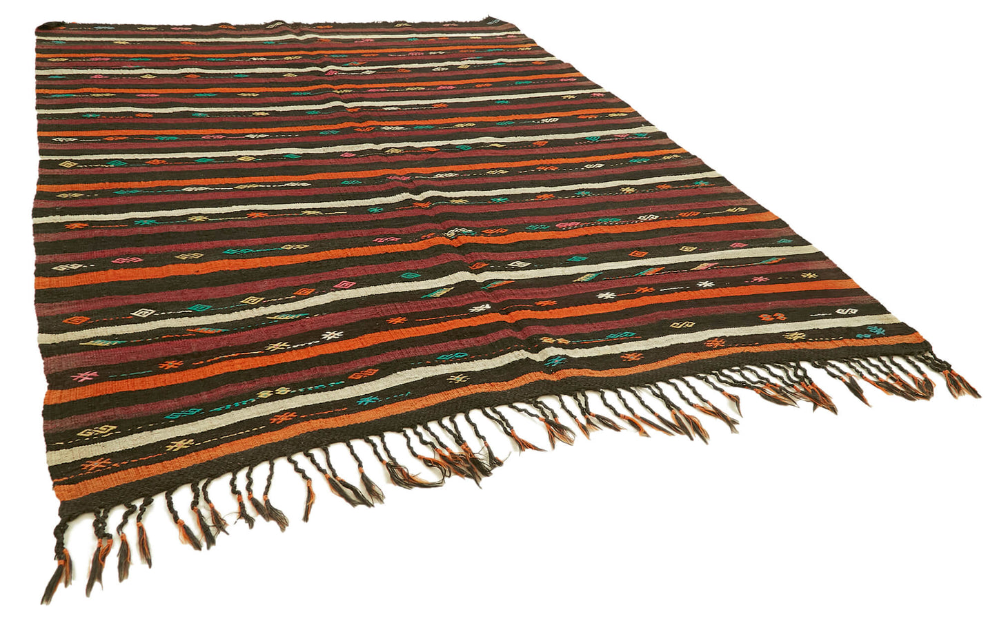 7x10 Brown Vintage Turkish Kilim Rug - 39942