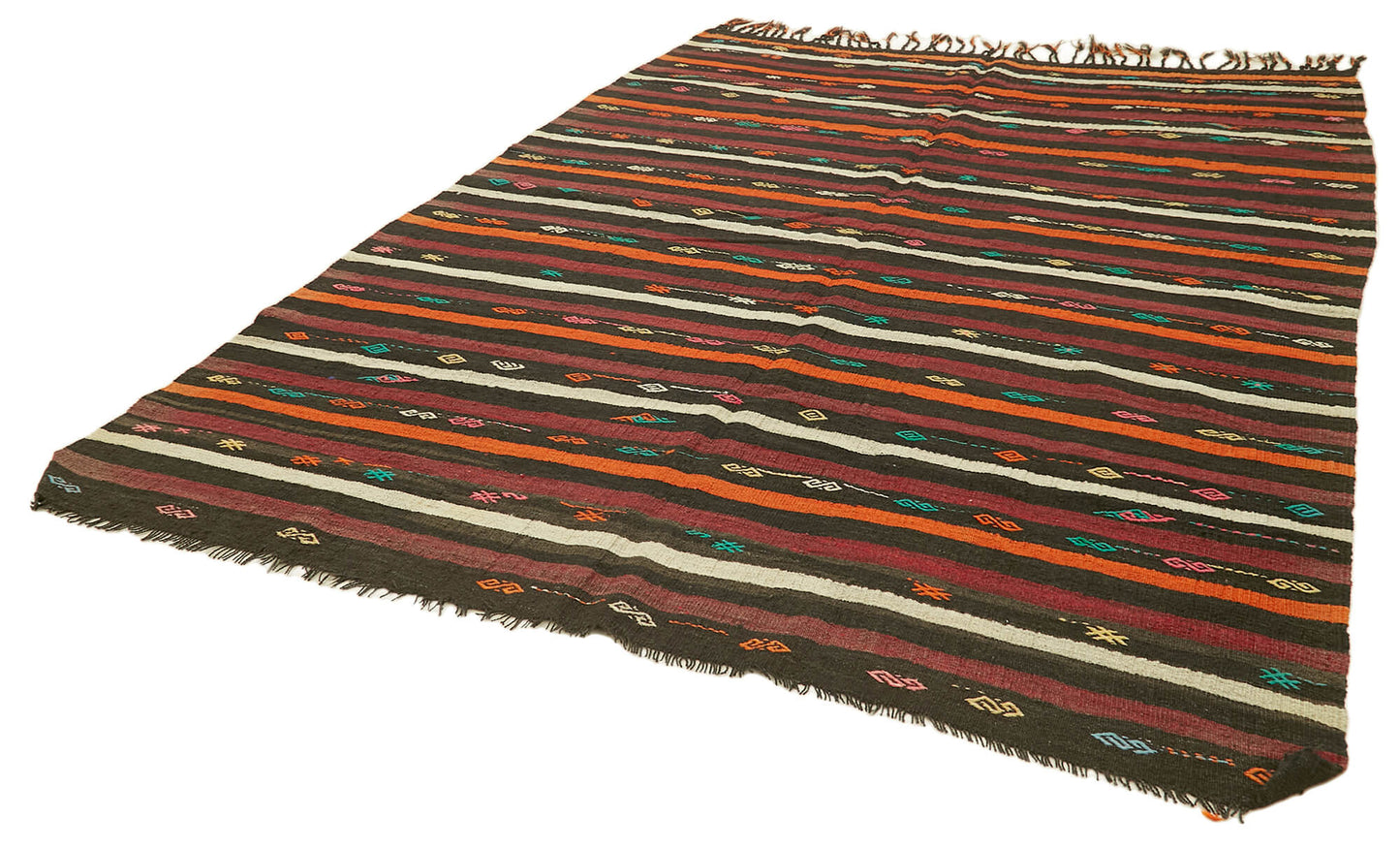 7x10 Brown Vintage Turkish Kilim Rug - 39942