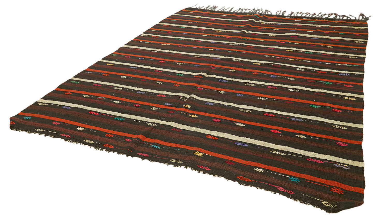 8x10 Brown Vintage Turkish Kilim Rug - 39945