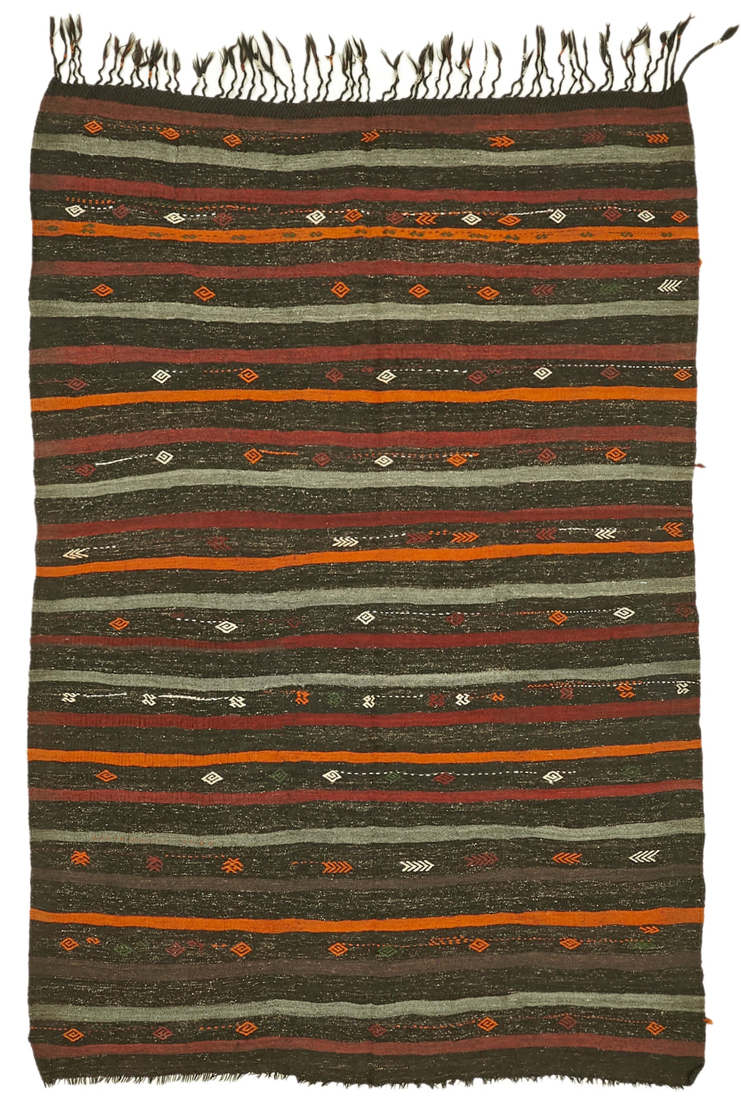 7x10 Brown Vintage Turkish Kilim Rug - 39947