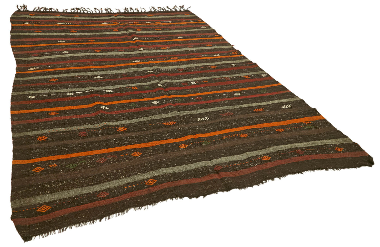 7x10 Brown Vintage Turkish Kilim Rug - 39947