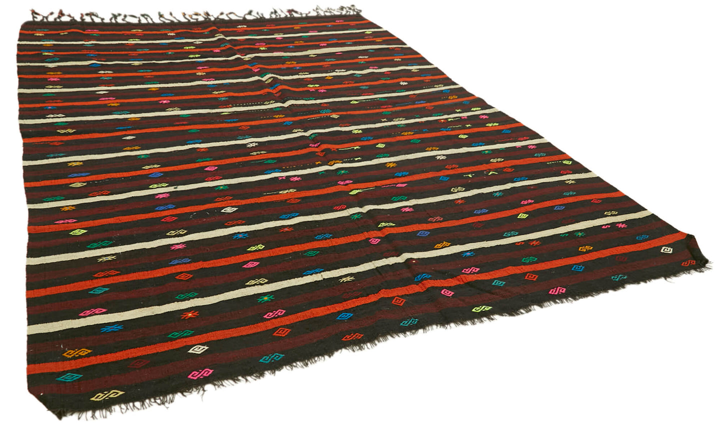 8x11 Brown Vintage Turkish Kilim Rug - 39949