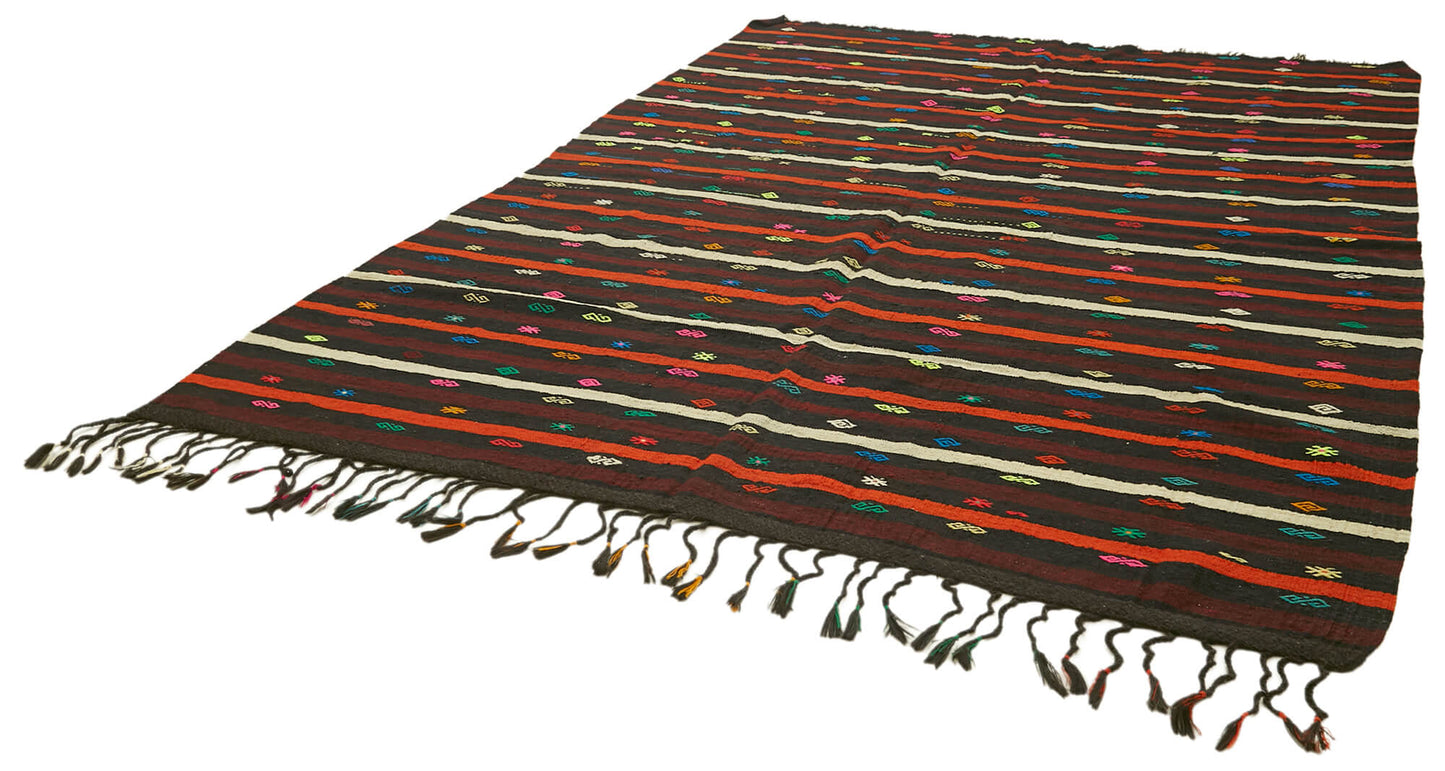 8x11 Brown Vintage Turkish Kilim Rug - 39949