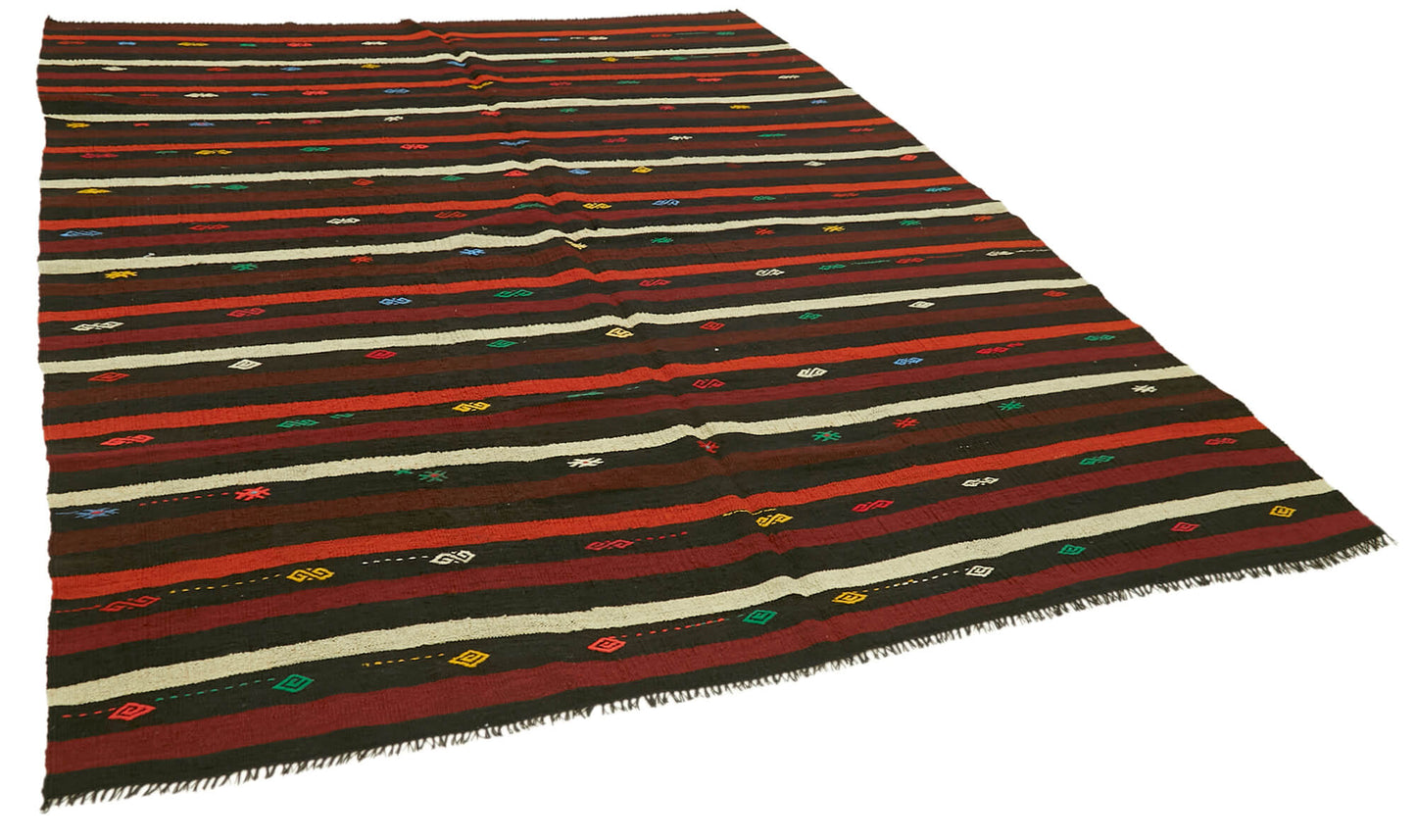 7x10 Brown Vintage Turkish Kilim Rug - 39950