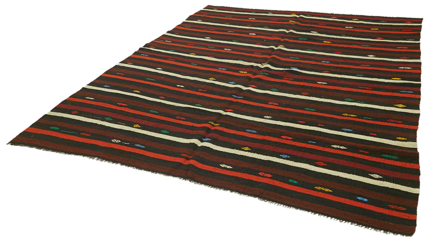 7x10 Brown Vintage Turkish Kilim Rug - 39950