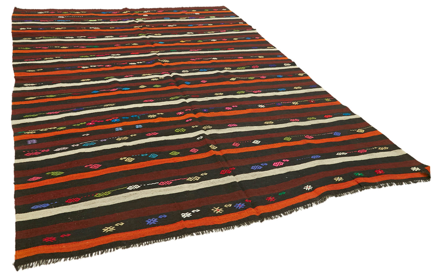 7x11 Brown Vintage Turkish Kilim Rug - 39953