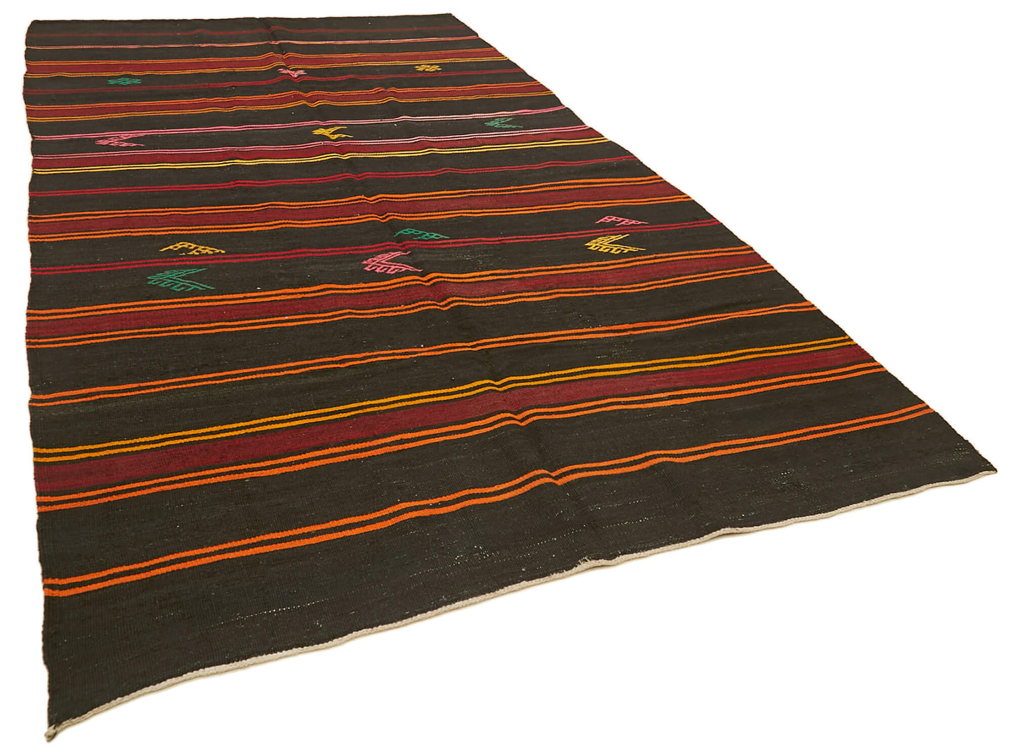 7x12 Brown Vintage Turkish Kilim Rug - 39958