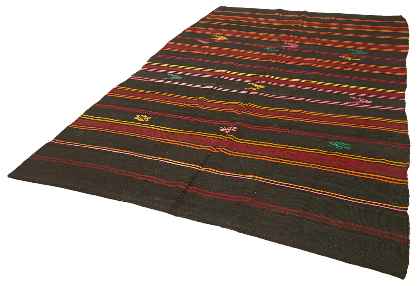 7x12 Brown Vintage Turkish Kilim Rug - 39958