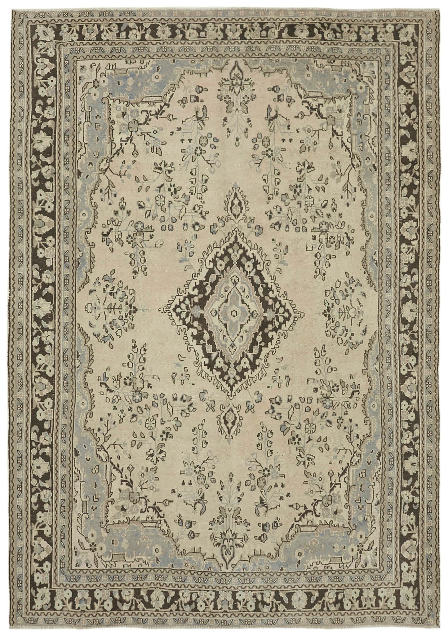 8x11 Beige Vintage Large Area Rug - 43140