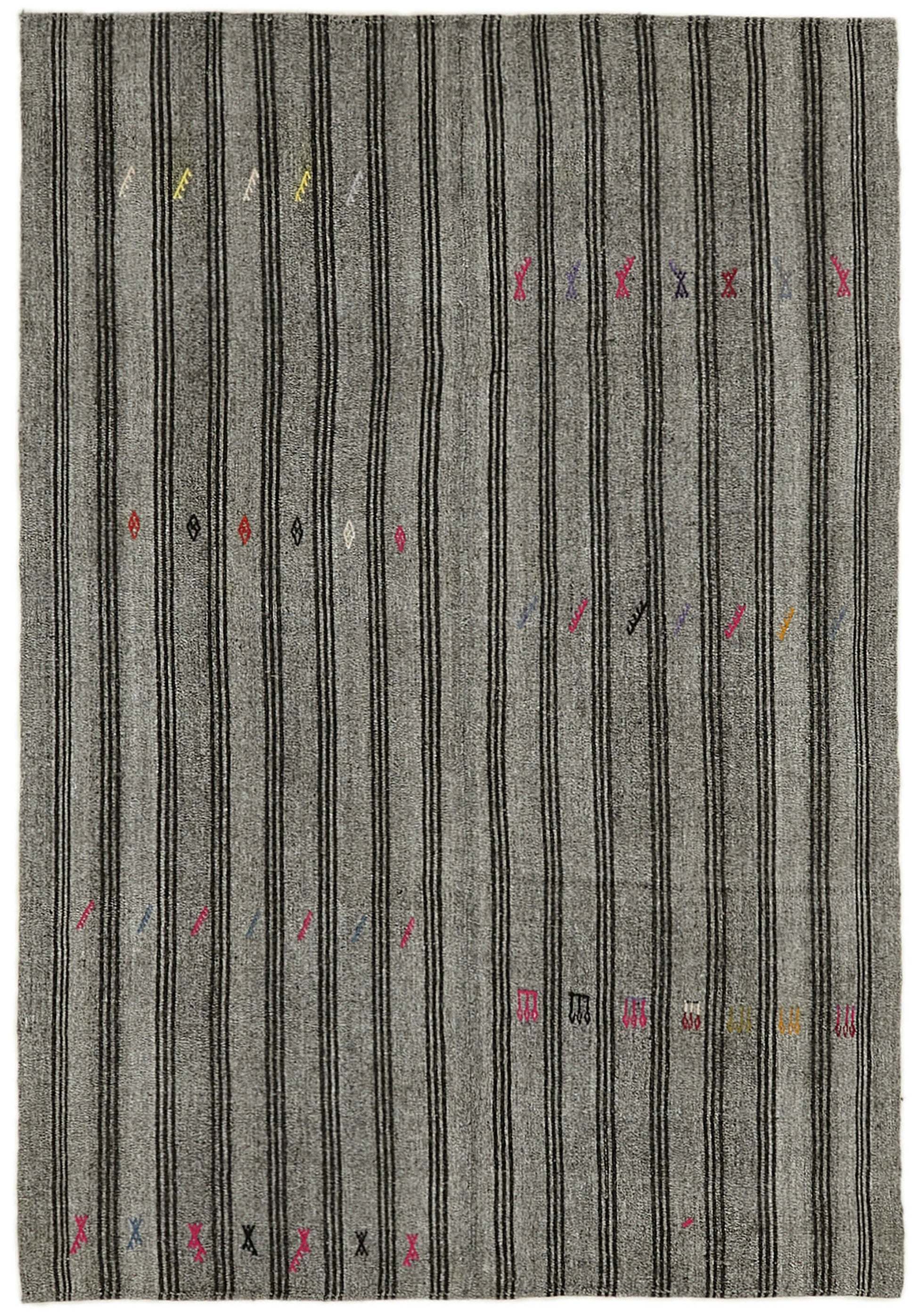 6x9 Grey Anatolian Kilim Rug - 43495