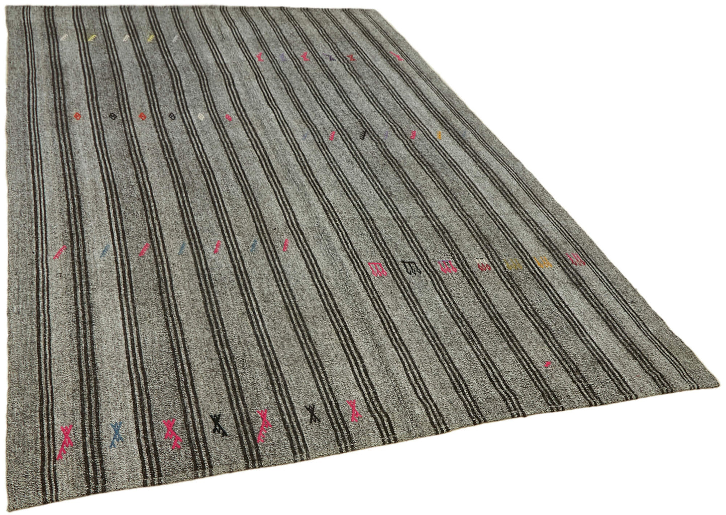 6x9 Grey Anatolian Kilim Rug - 43495