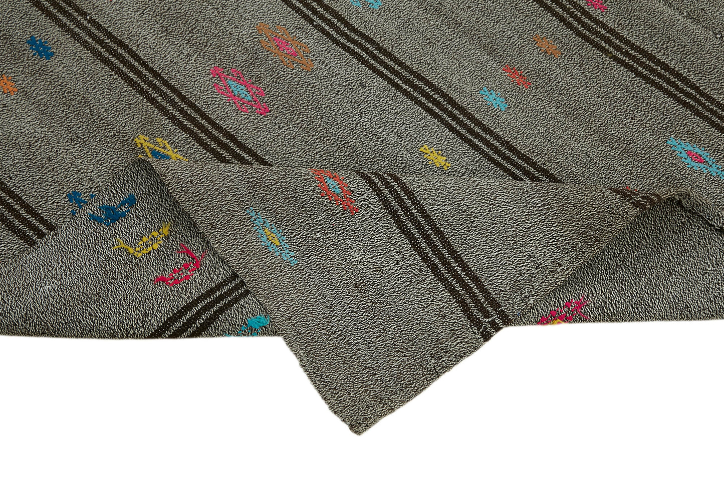 7x9 Grey Anatolian Kilim Rug - 43501