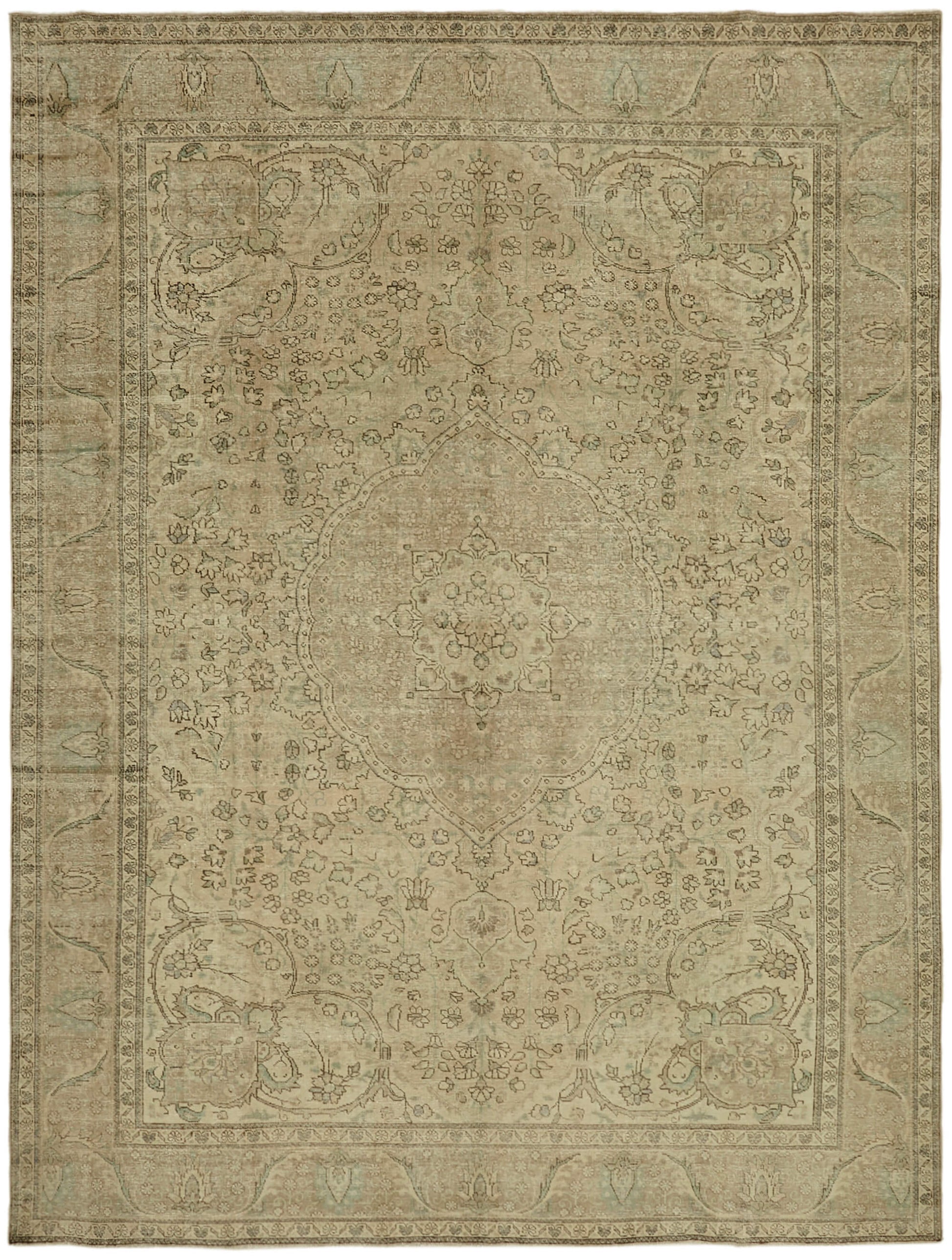 10x13 Beige Vintage Large Area Rug - 43944