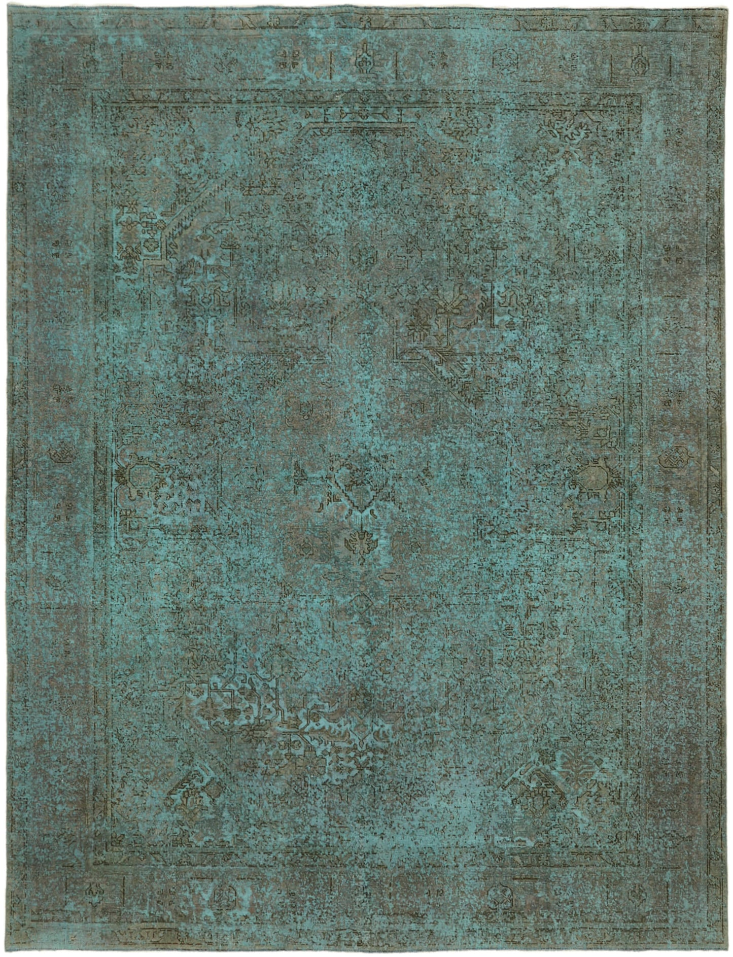 10x13 Turquoise Overdyed Large Area Rug - 43983