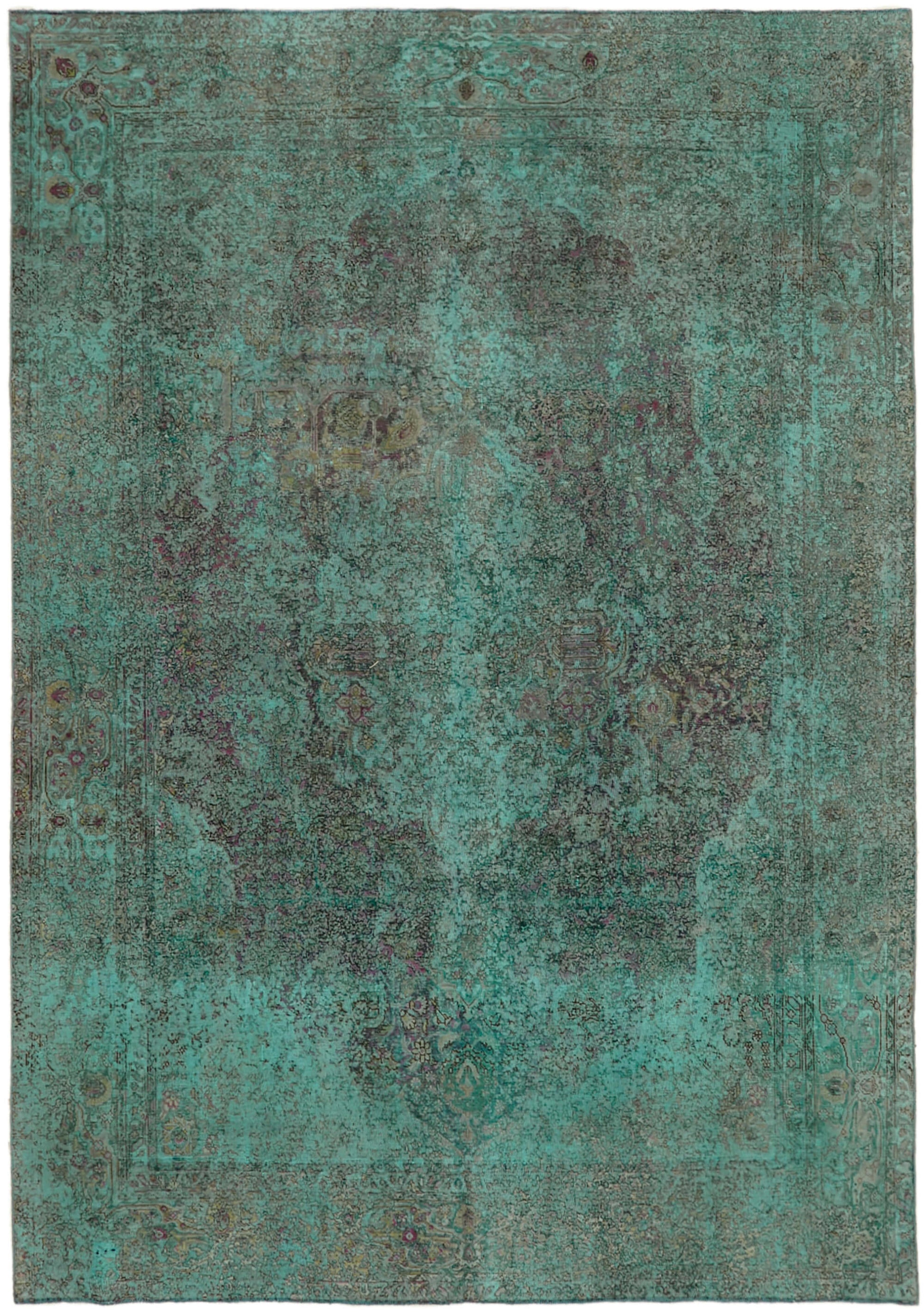 8x11 Turquoise Overdyed Large Area Rug - 44052