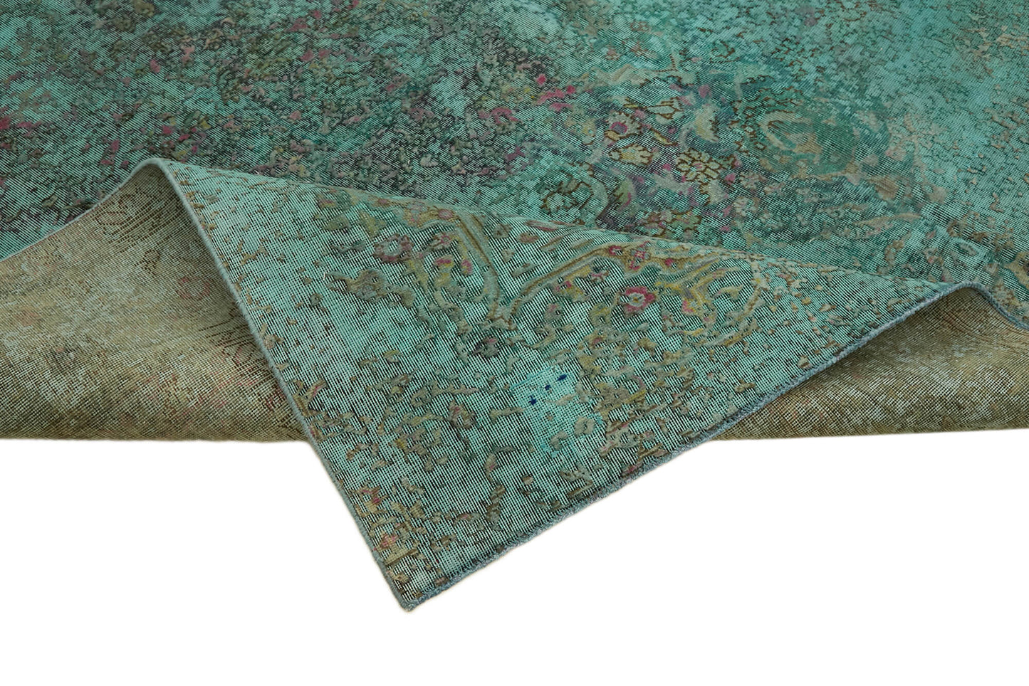 8x11 Turquoise Overdyed Large Area Rug - 44052