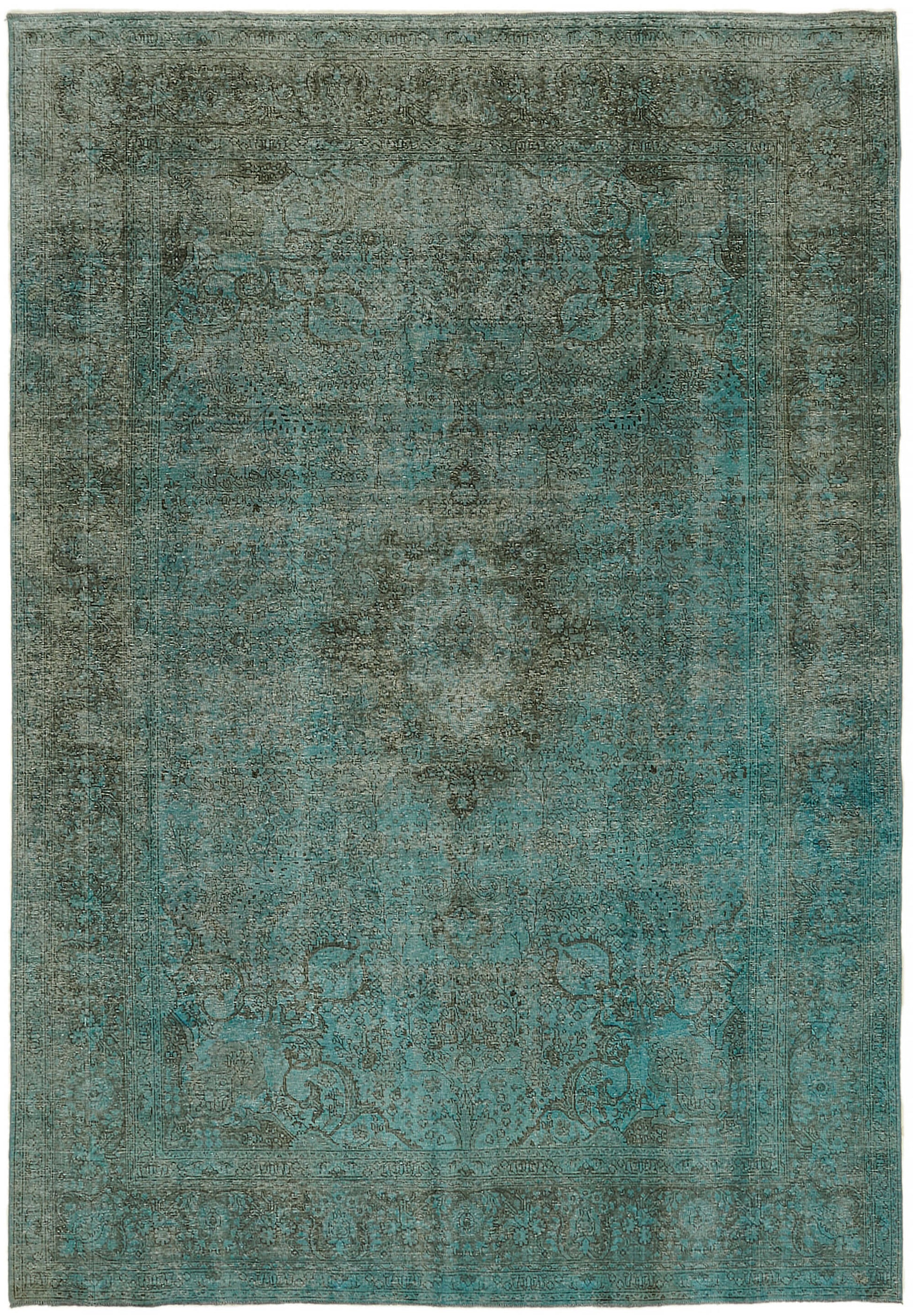 8x11 Turquoise Overdyed Large Area Rug - 44177