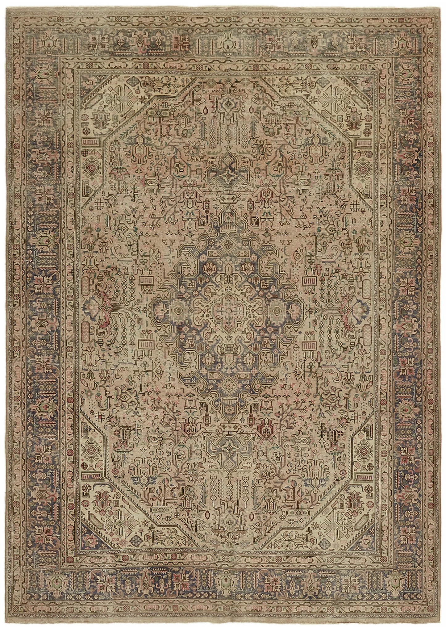 8x11 Beige Vintage Large Area Rug - 44194