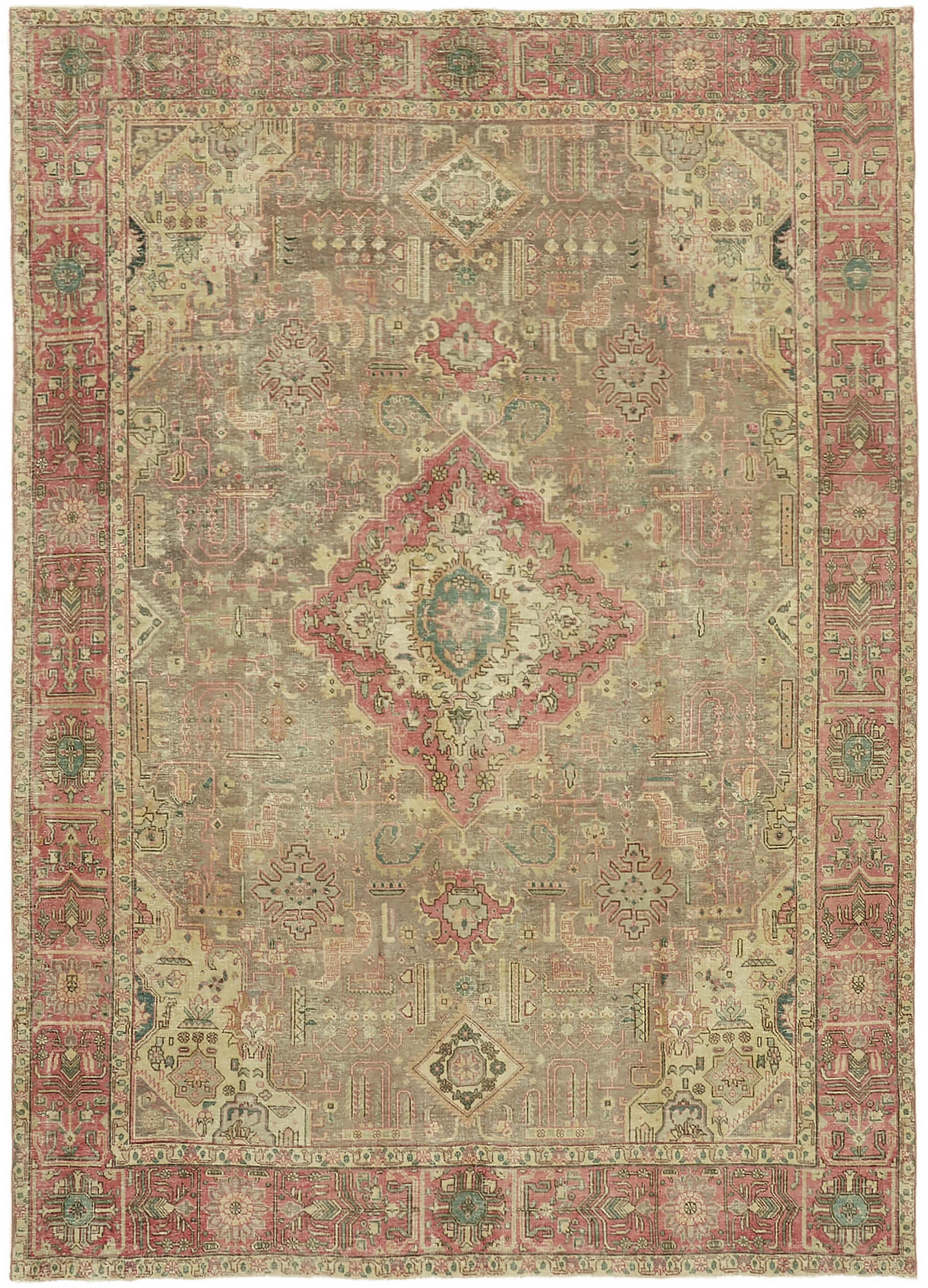 8x11 Beige Vintage Large Area Rug - 44278