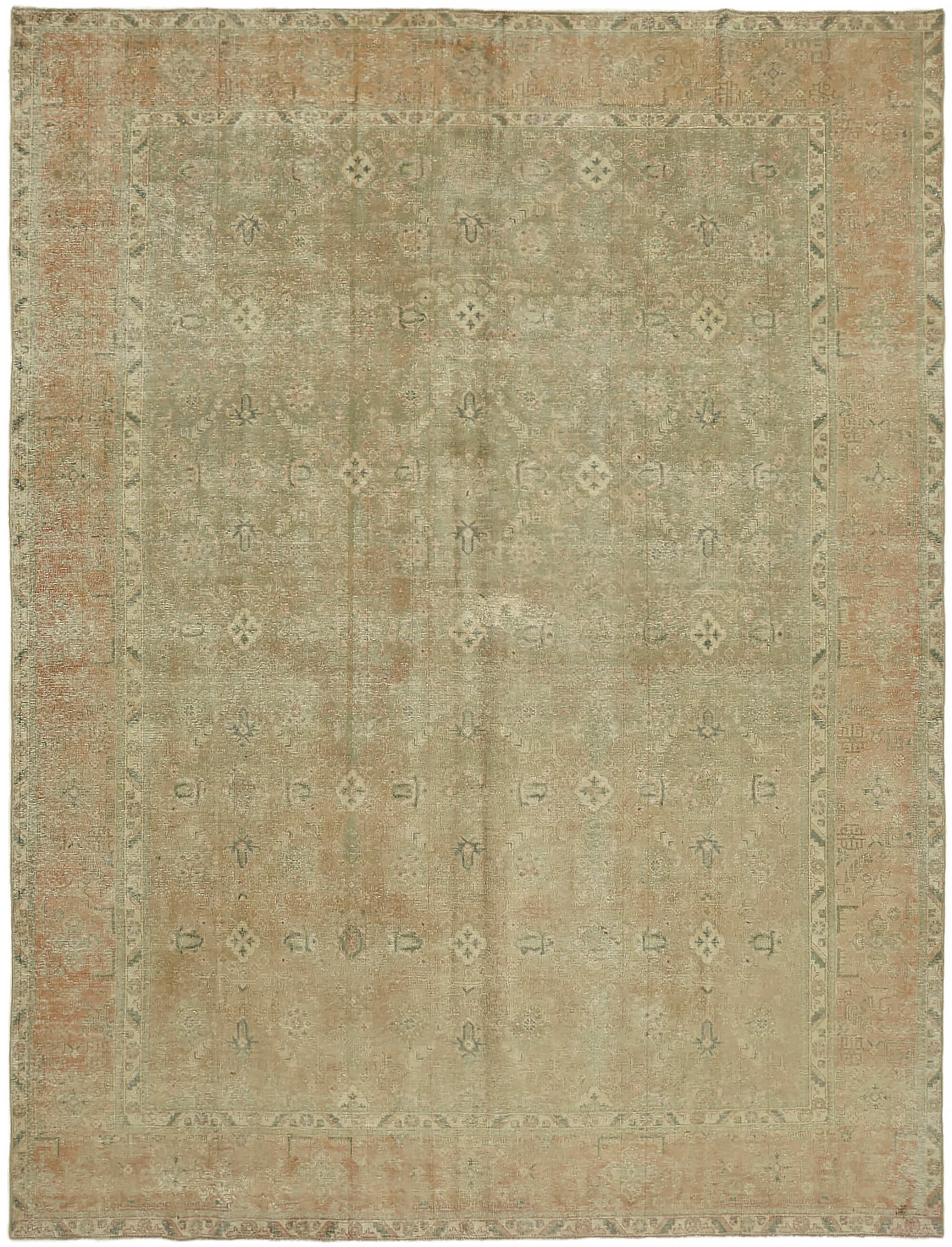 10x12 Beige Vintage Large Area Rug - 44289