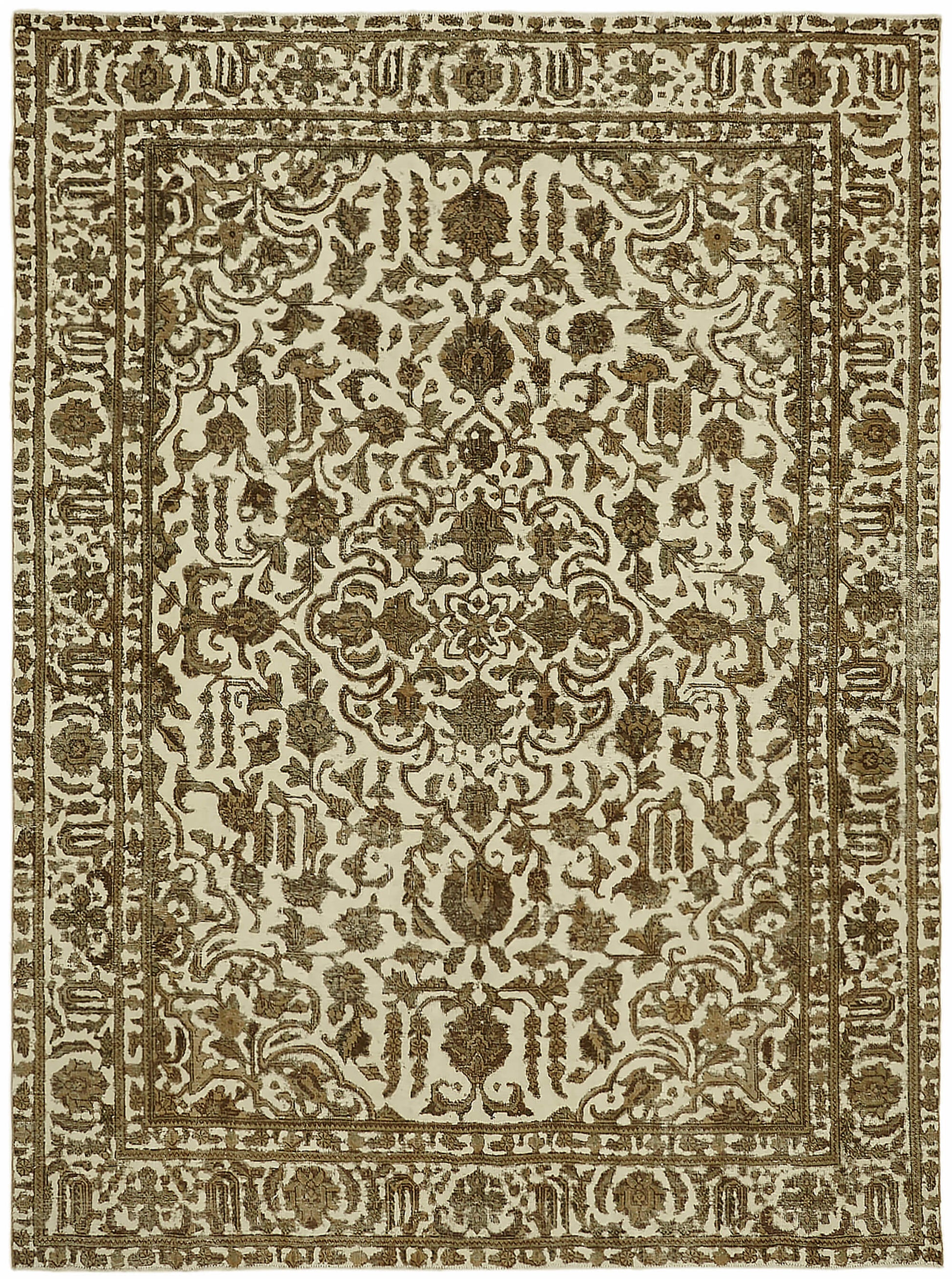 8x11 Beige Vintage Large Area Rug - 44312