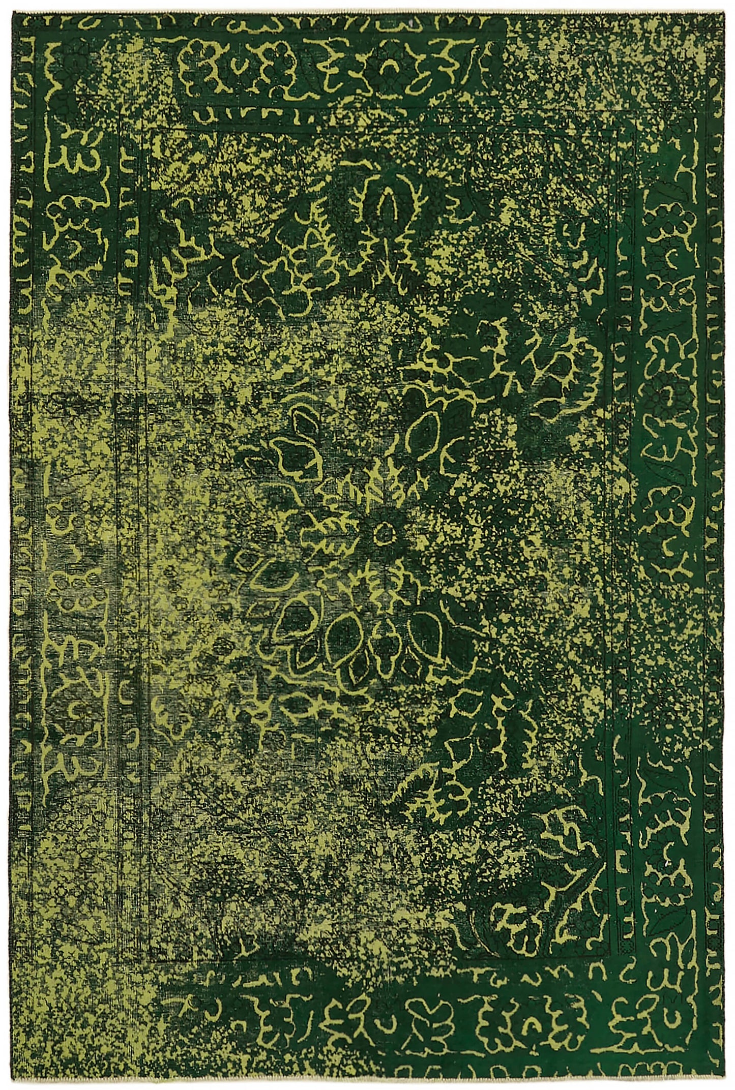 6x9 Green Overdyed Large Area Rug - 44354