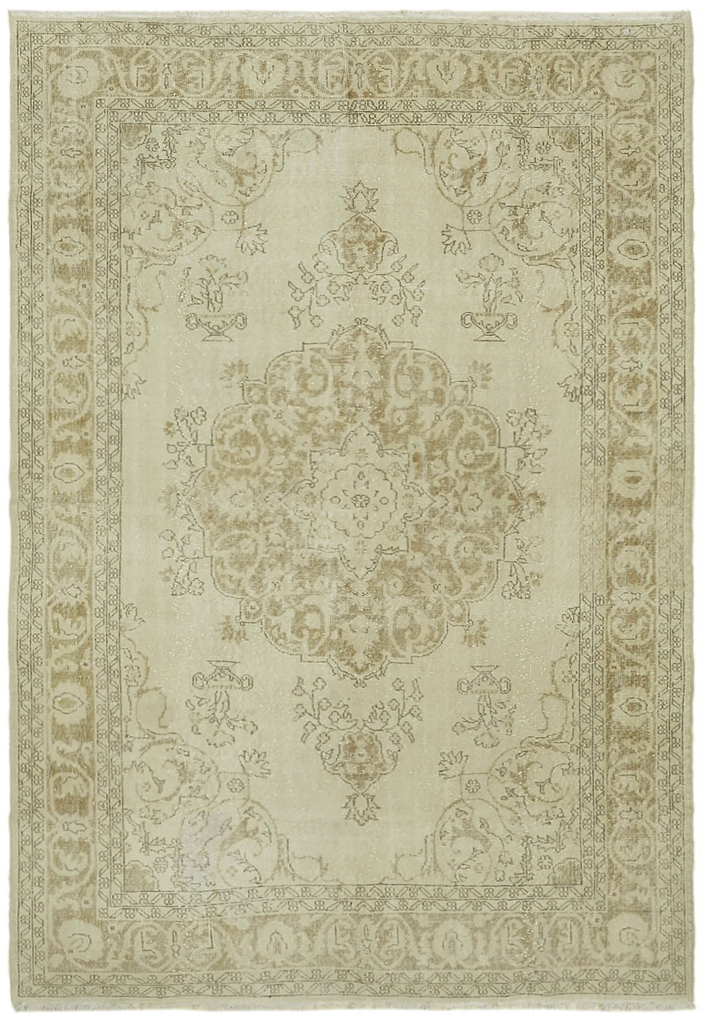 7x10 Beige Vintage Large Area Rug - 44371