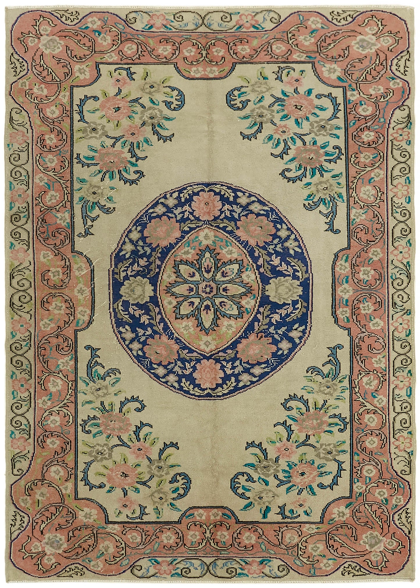 8x11 Beige Vintage Large Area Rug - 44376