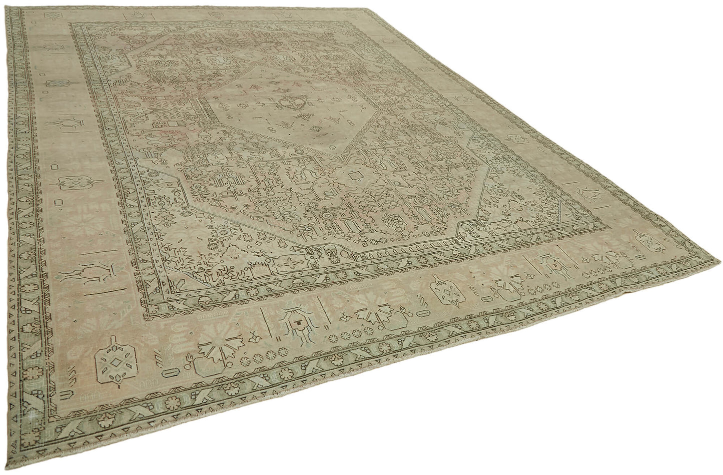 10x13 Beige Vintage Large Area Rug - 44692