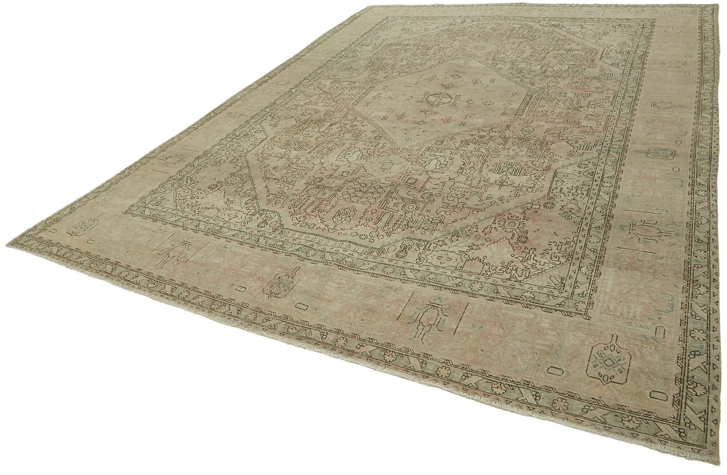 10x13 Beige Vintage Large Area Rug - 44692