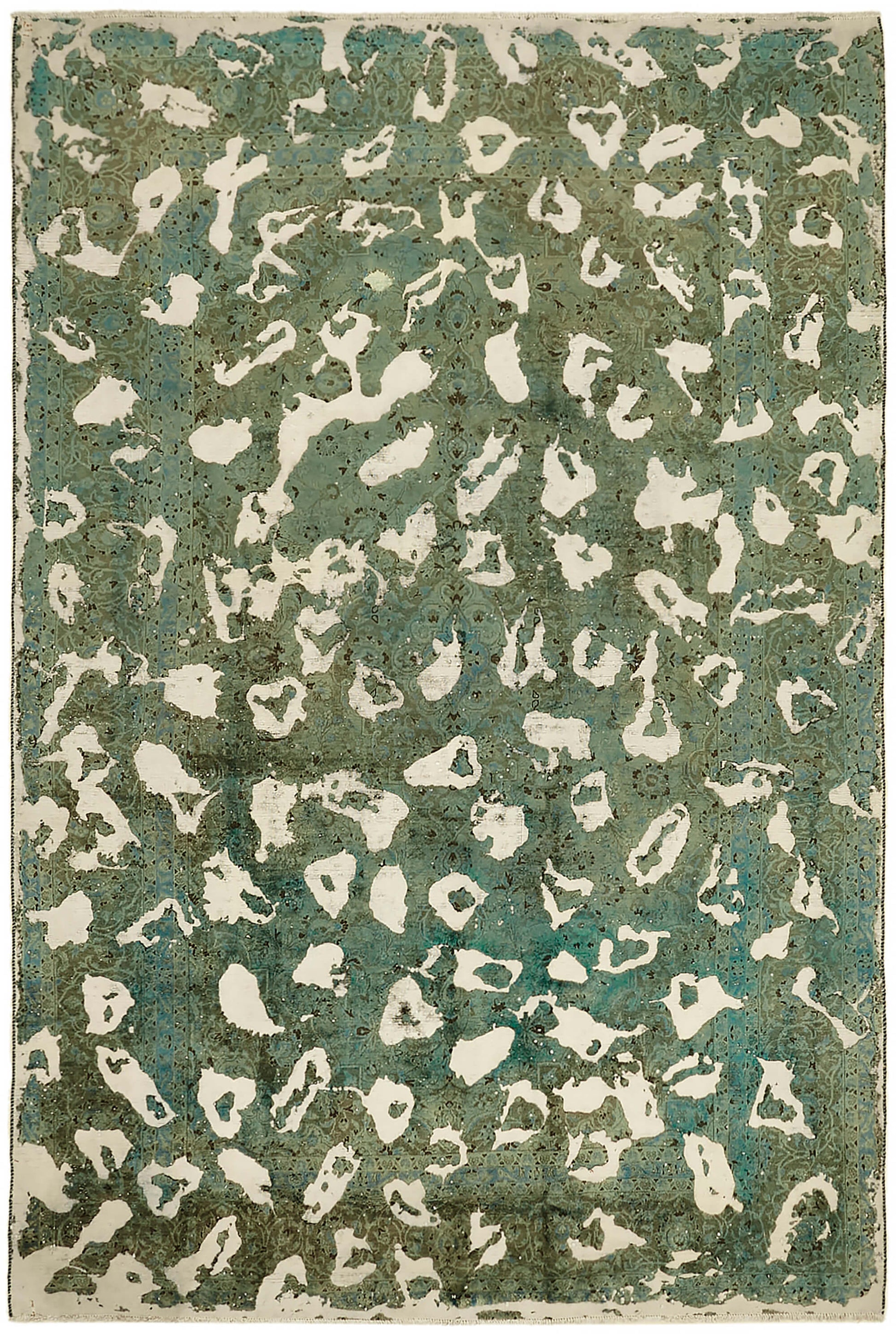 8x11 Green Overdyed Large Area Rug - 44739