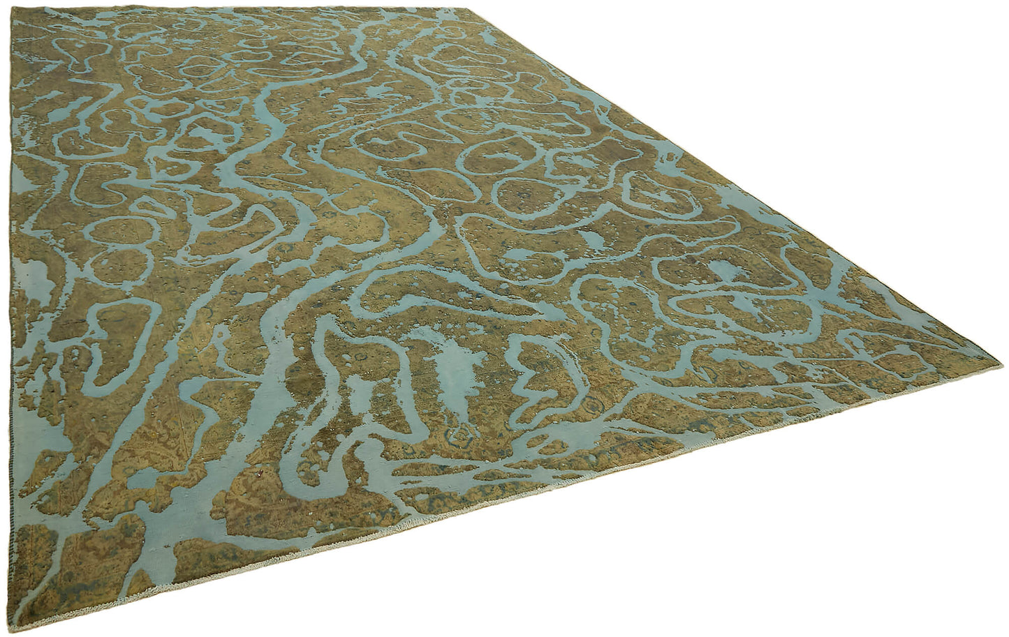 9x14 Turquoise Overdyed Large Area Rug - 44754