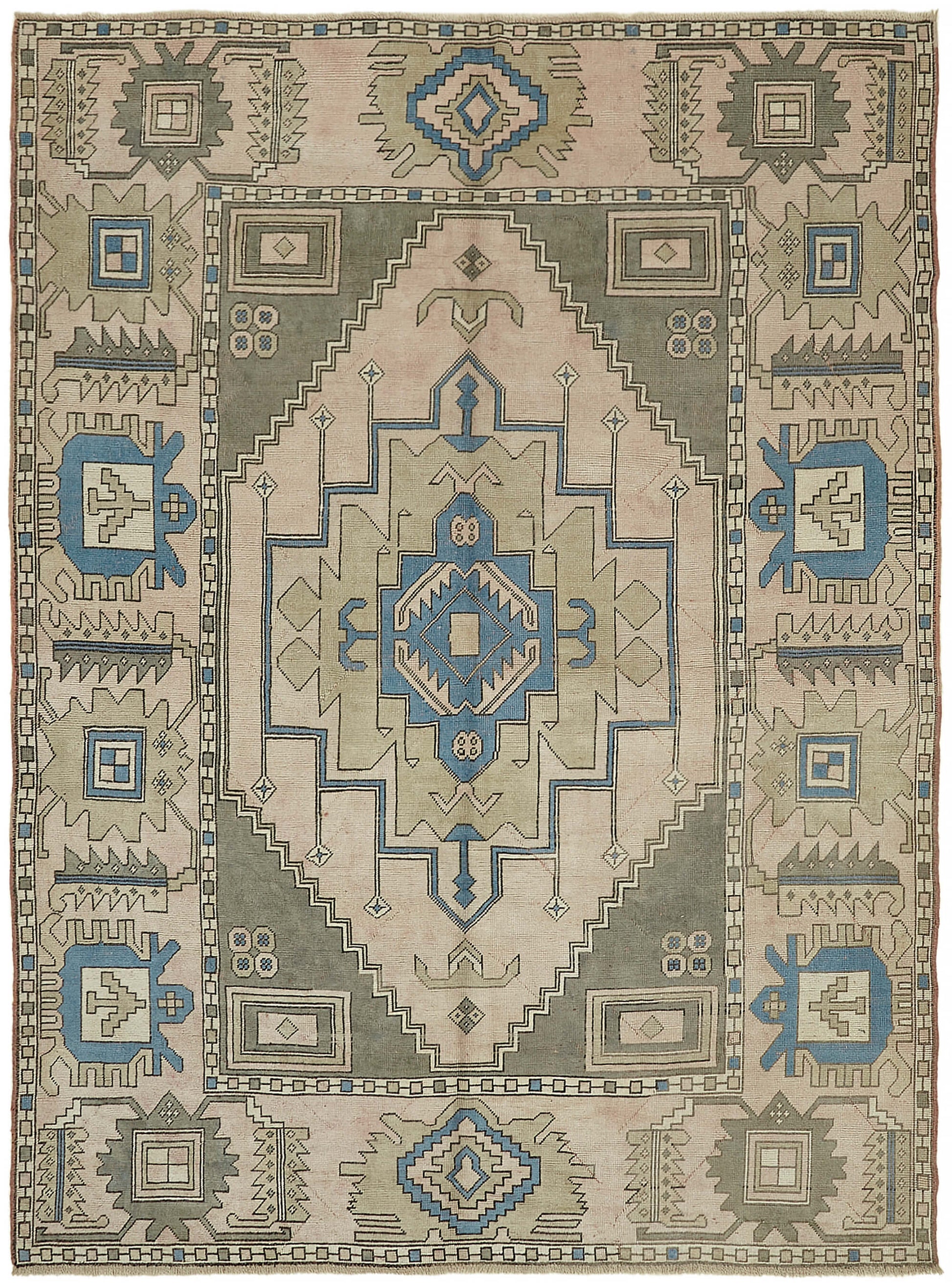 8x11 Beige Vintage Large Area Rug - 45070