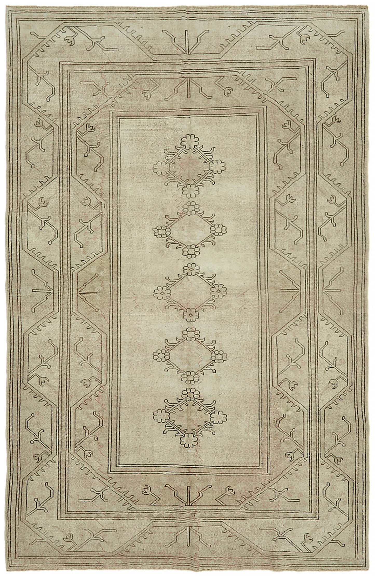 7x11 Beige Vintage Large Area Rug - 45076