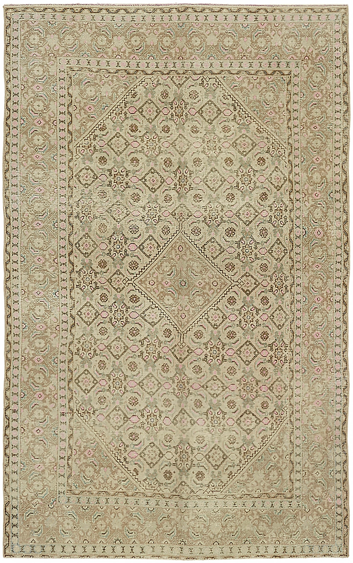 6x10 Beige Vintage Large Area Rug - 45486